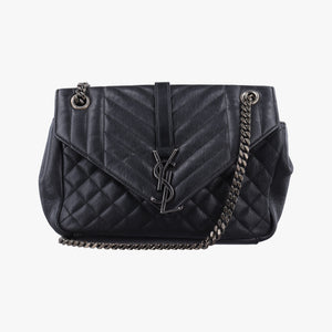 Pre-owned Yves Saint Laurent ENVELOPE Black Leather 428125 shoulderbag | stylenewstar