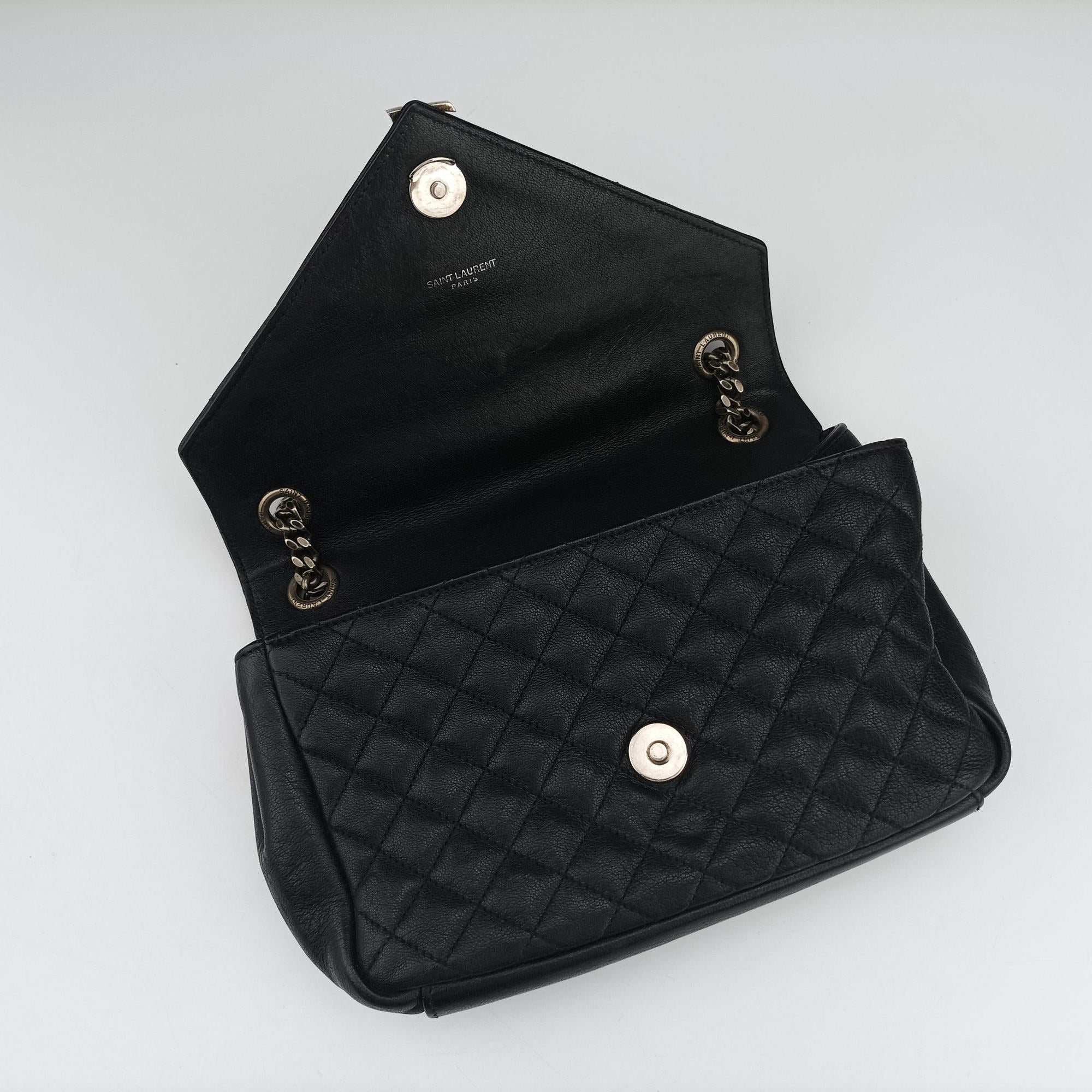Pre-owned Yves Saint Laurent ENVELOPE Black Leather 428125 shoulderbag | stylenewstar