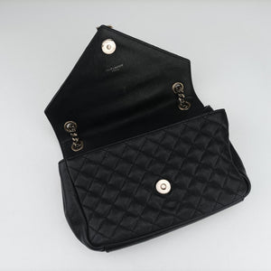 Pre-owned Yves Saint Laurent ENVELOPE Black Leather 428125 shoulderbag | stylenewstar