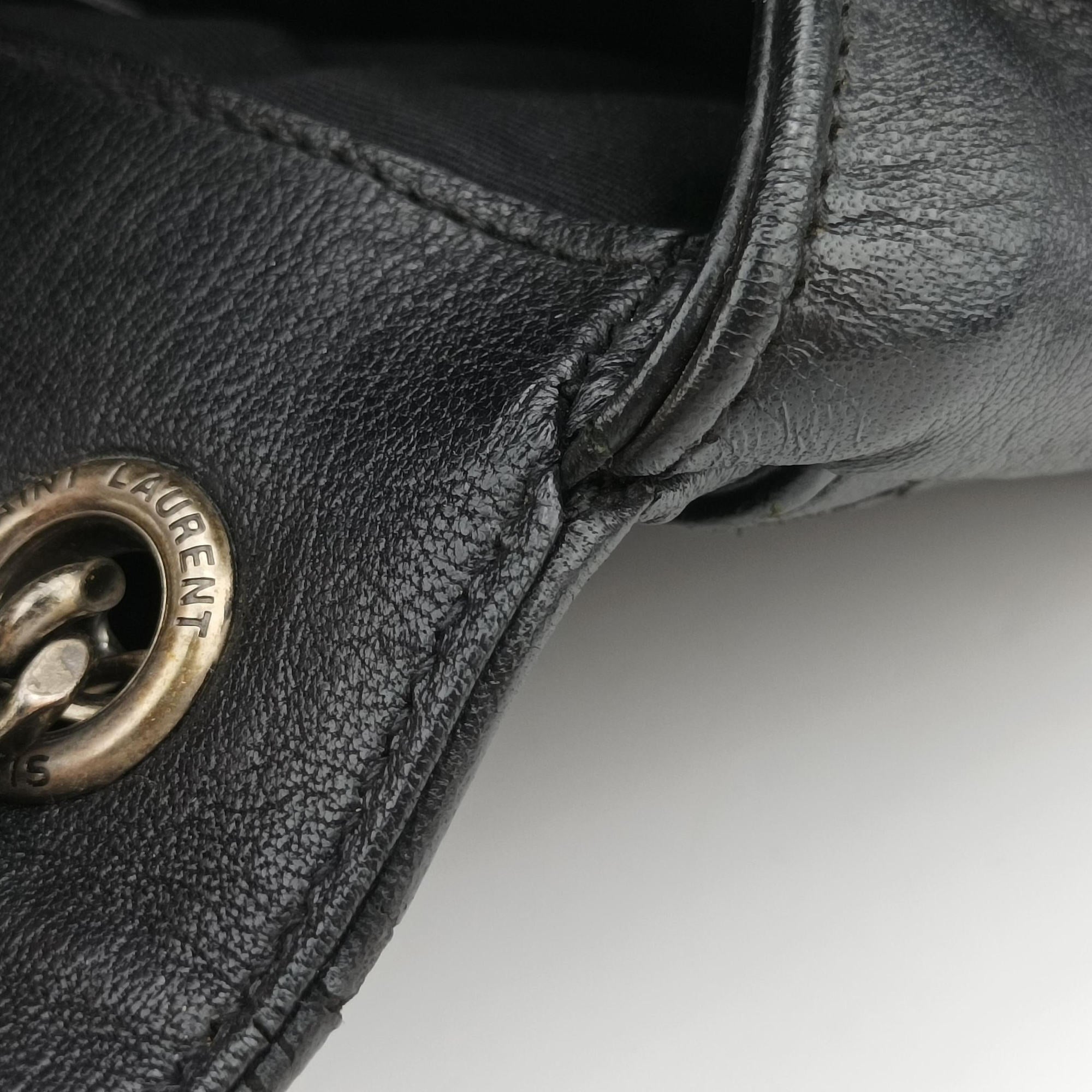 Pre-owned Yves Saint Laurent ENVELOPE Black Leather 428125 shoulderbag | stylenewstar