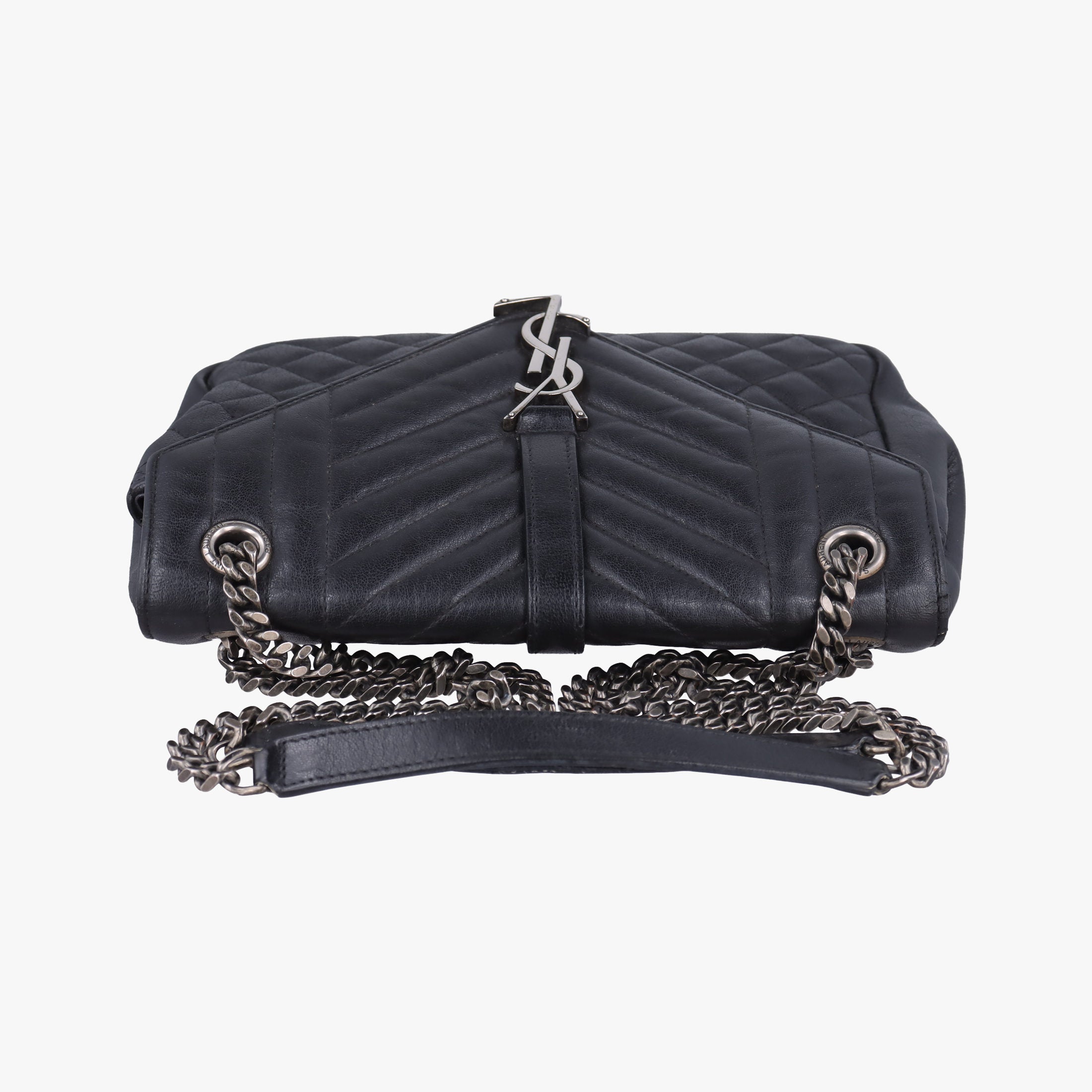 Pre-owned Yves Saint Laurent ENVELOPE Black Leather 428125 shoulderbag | stylenewstar