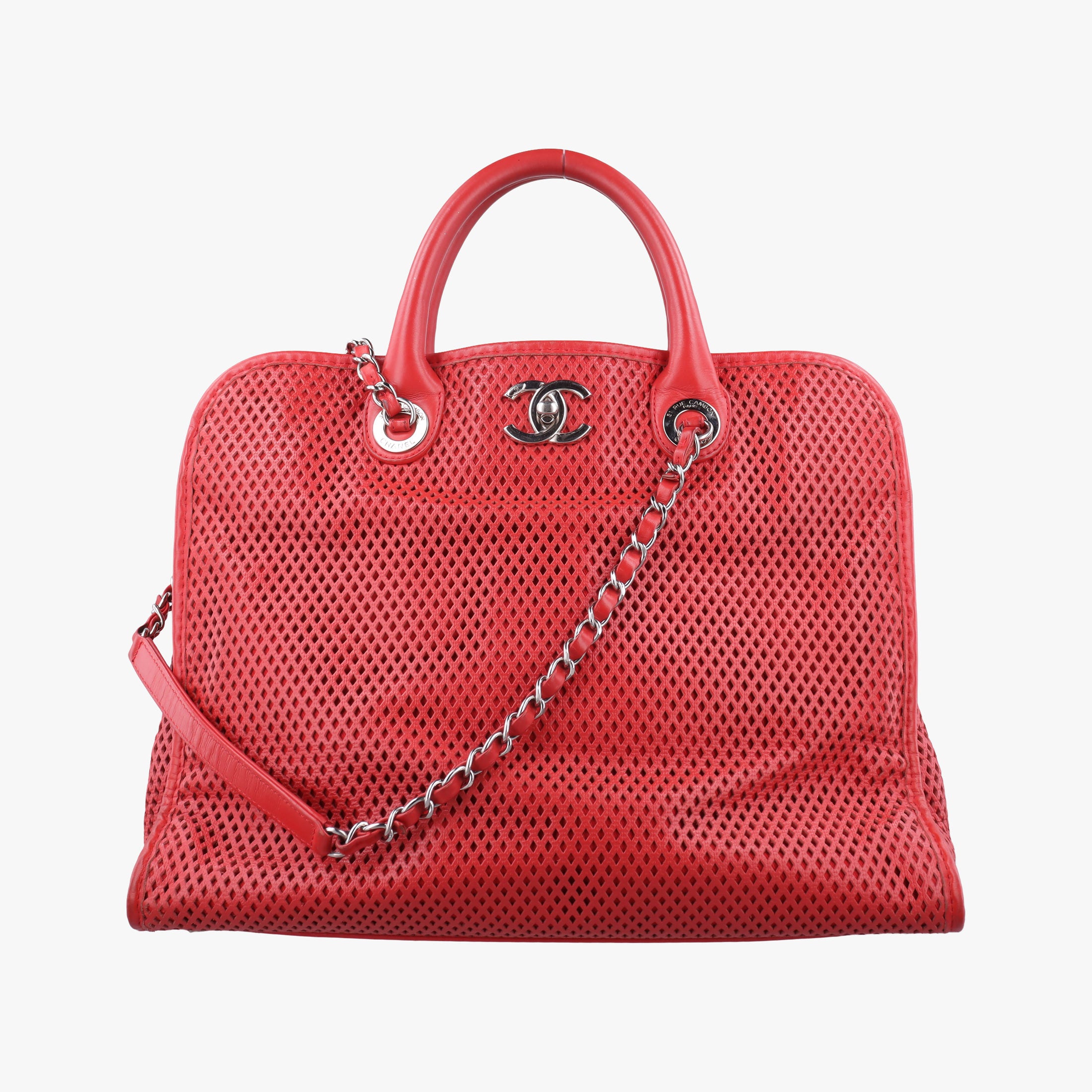 Vintage Chanel Up in the Air Perforated French Riviera Red Leather A67654 shoulderbag | stylenewstar
