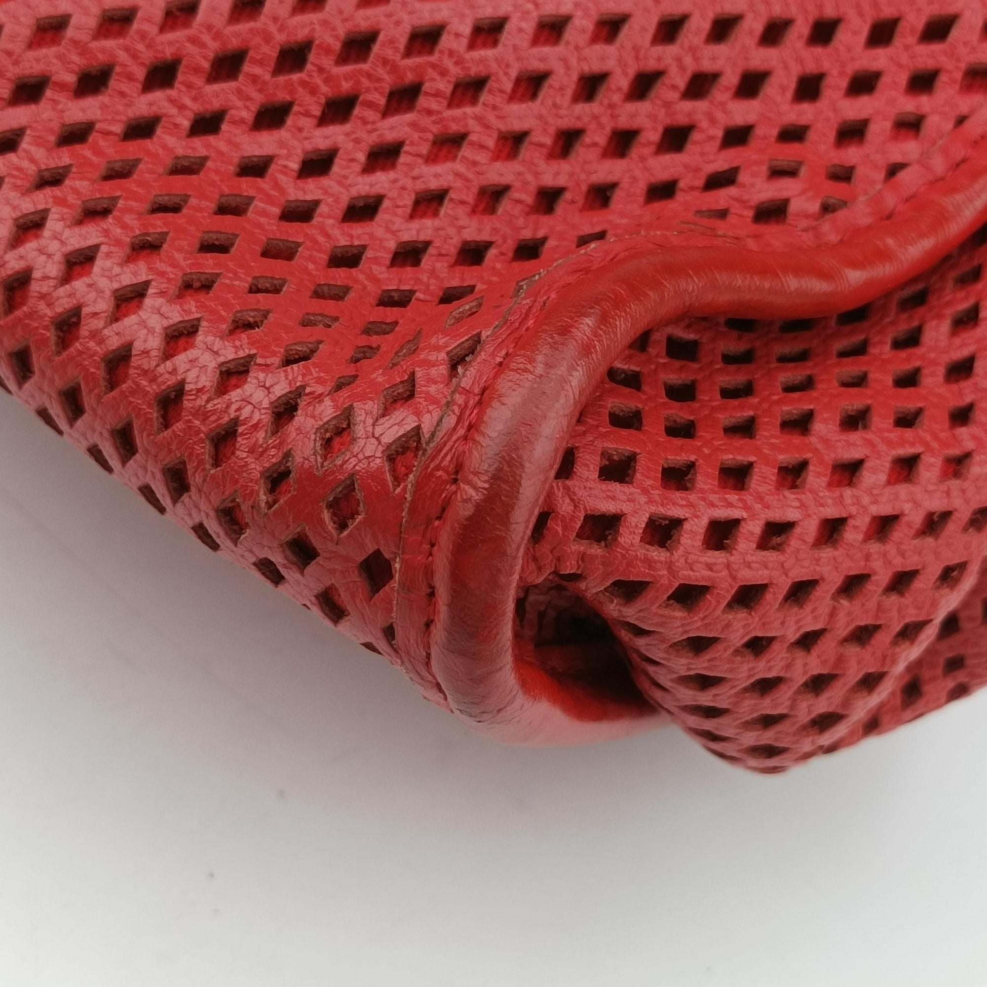 Vintage Chanel Up in the Air Perforated French Riviera Red Leather A67654 shoulderbag | stylenewstar