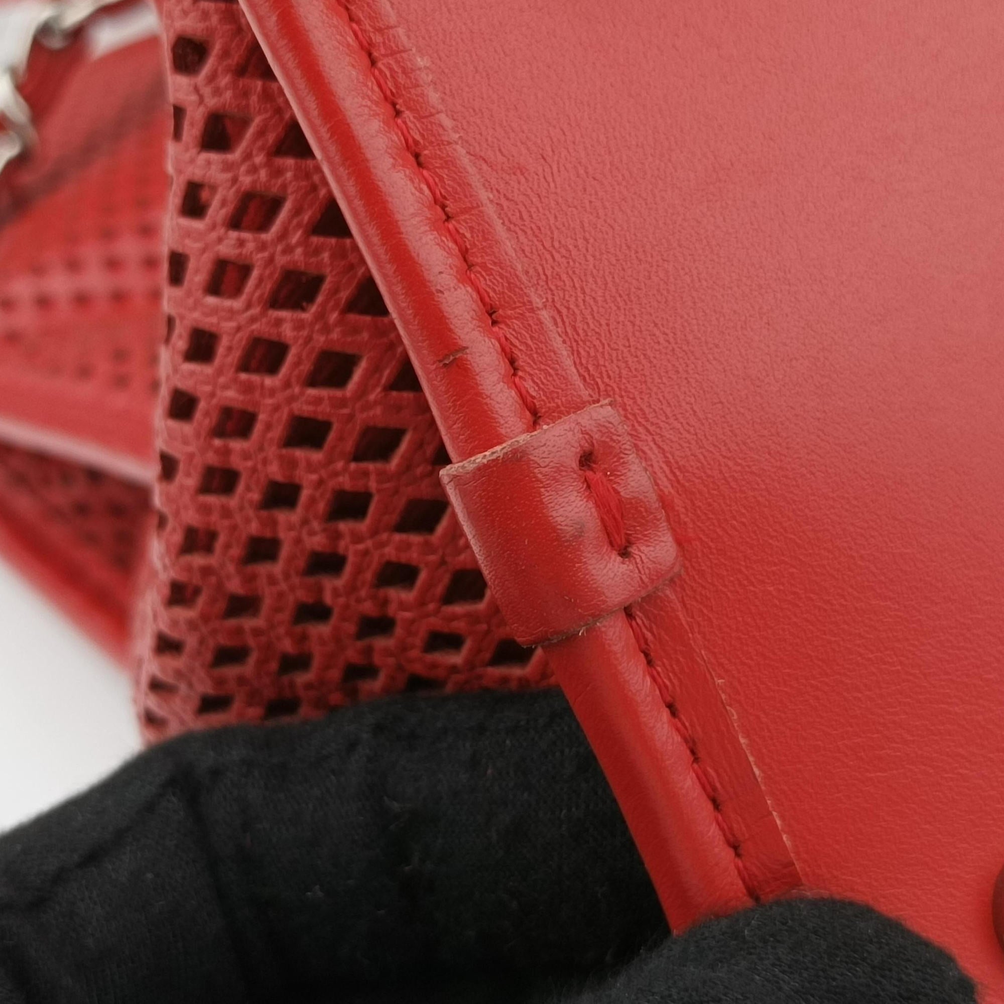 Vintage Chanel Up in the Air Perforated French Riviera Red Leather A67654 shoulderbag | stylenewstar
