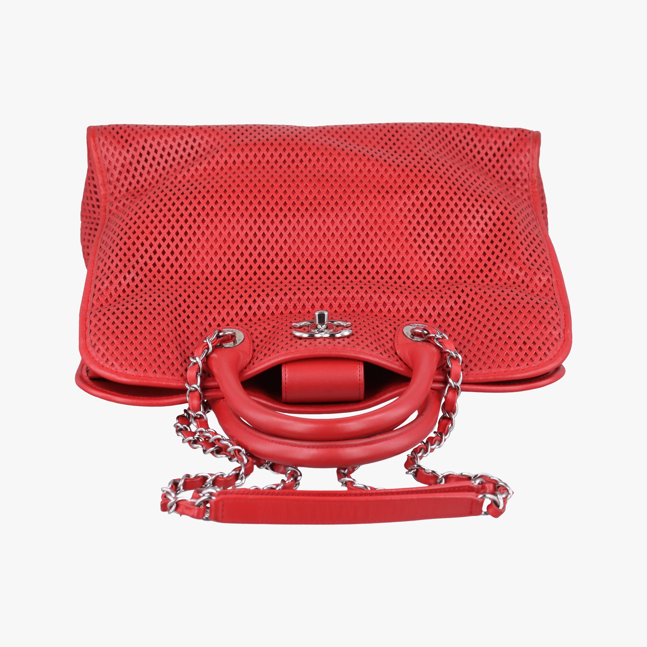 Vintage Chanel Up in the Air Perforated French Riviera Red Leather A67654 shoulderbag | stylenewstar