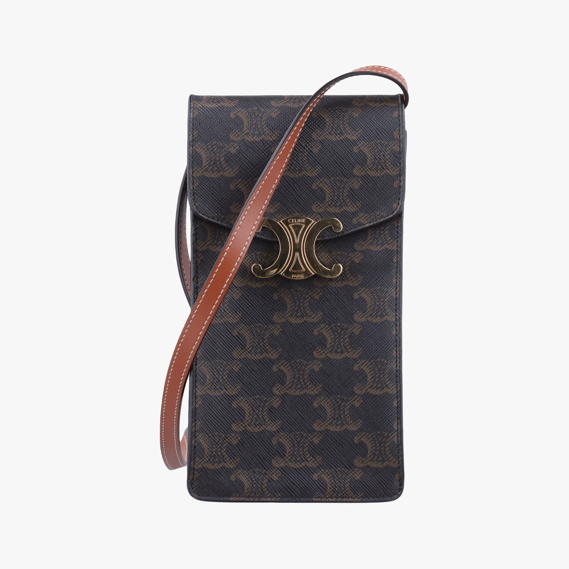 Pre-owned Celine Triomphe Brown PVC coated canvas  shoulderbag | stylenewstar