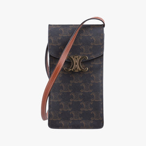Pre-owned Celine Triomphe Brown PVC coated canvas  shoulderbag | stylenewstar