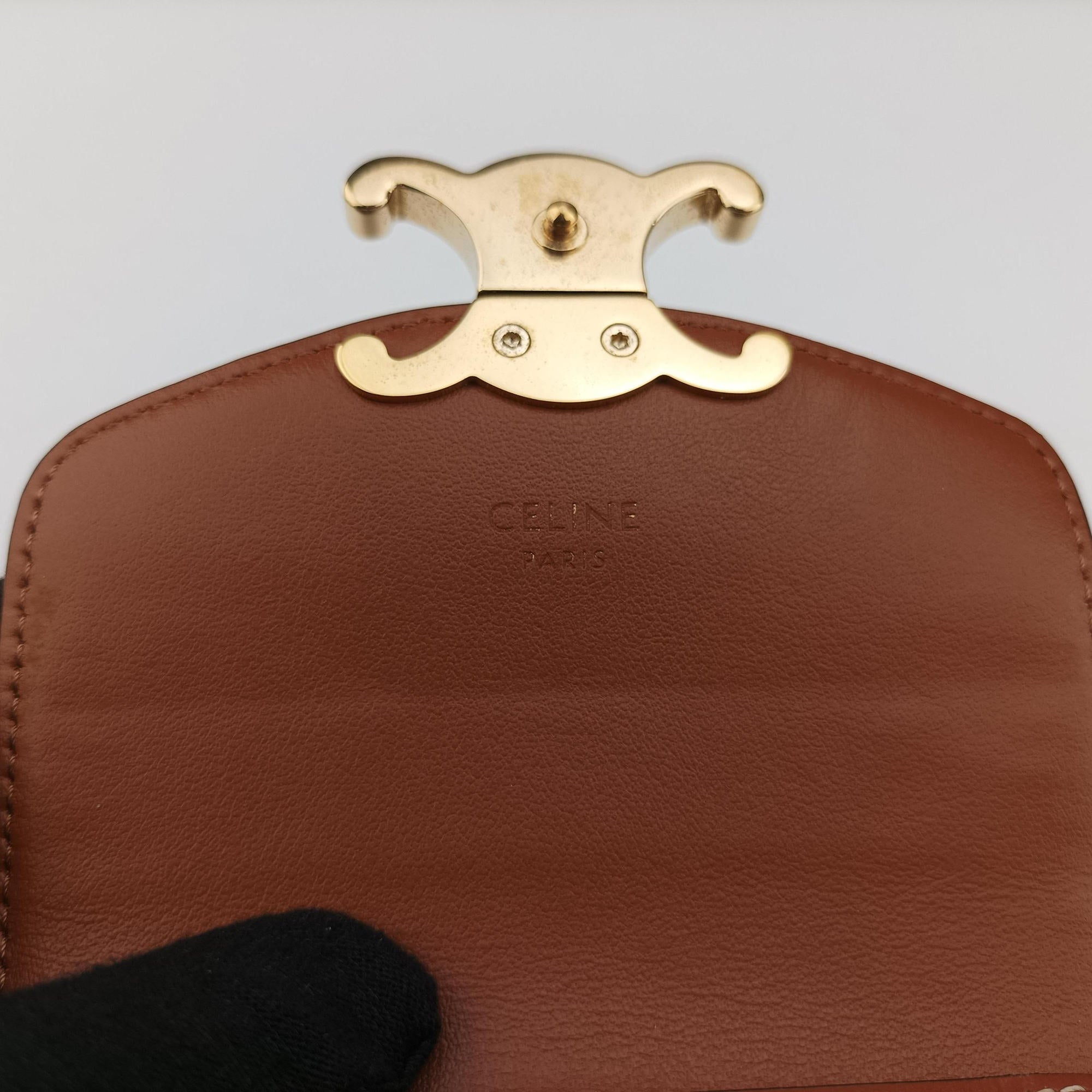 Pre-owned Celine Triomphe Brown PVC coated canvas  shoulderbag | stylenewstar