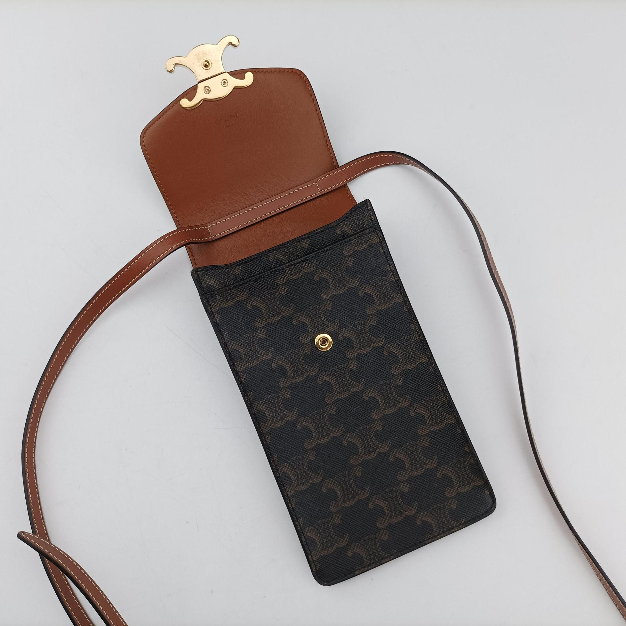 Pre-owned Celine Triomphe Brown PVC coated canvas  shoulderbag | stylenewstar