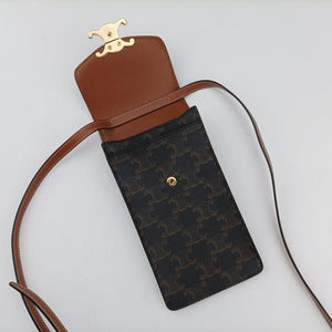 Pre-owned Celine Triomphe Brown PVC coated canvas  shoulderbag | stylenewstar