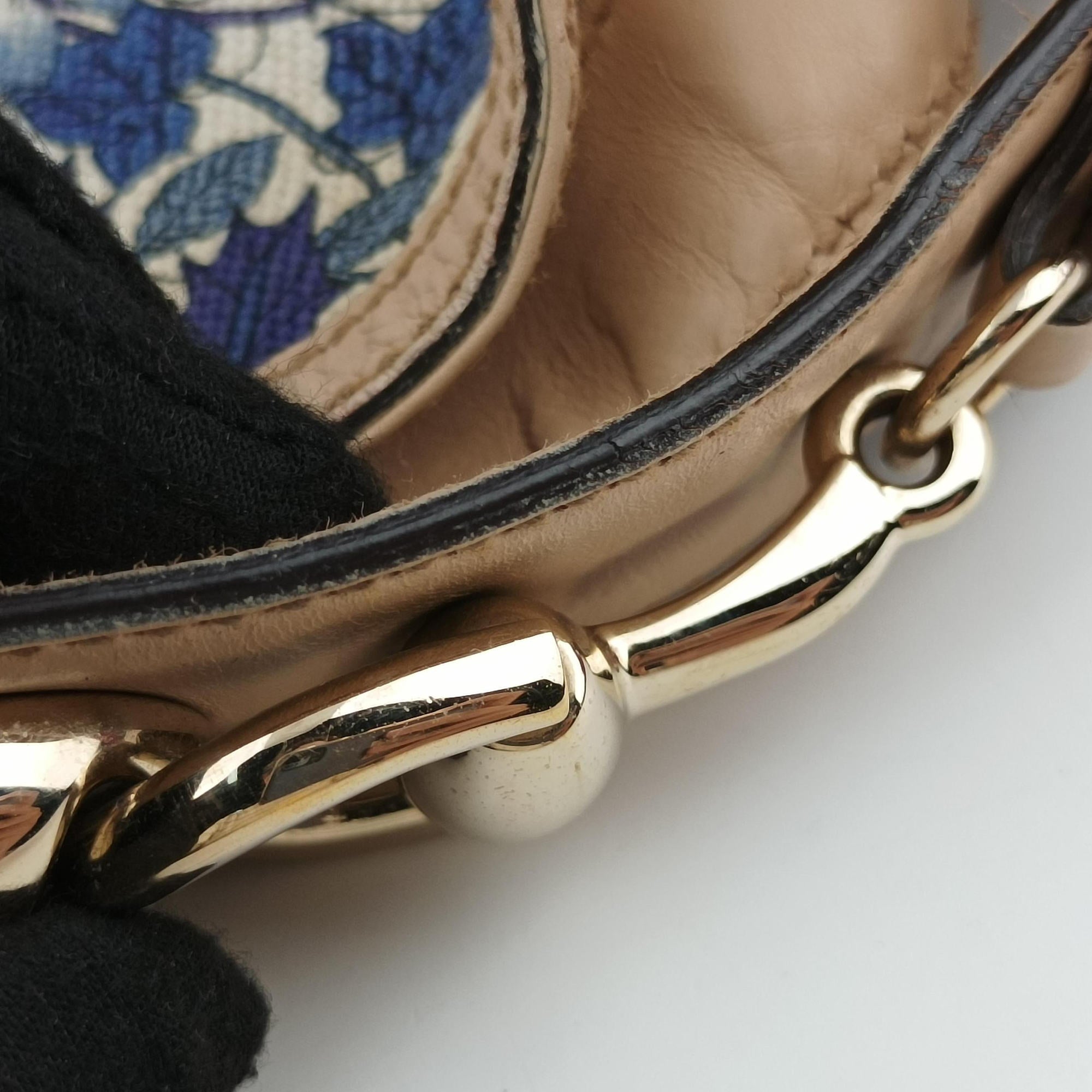 Pre-owned Gucci Flora Wave Hobo Blue ×l White Canvas×leather 170014 shoulderbag | stylenewstar