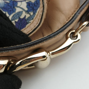 Pre-owned Gucci Flora Wave Hobo Blue ×l White Canvas×leather 170014 shoulderbag | stylenewstar