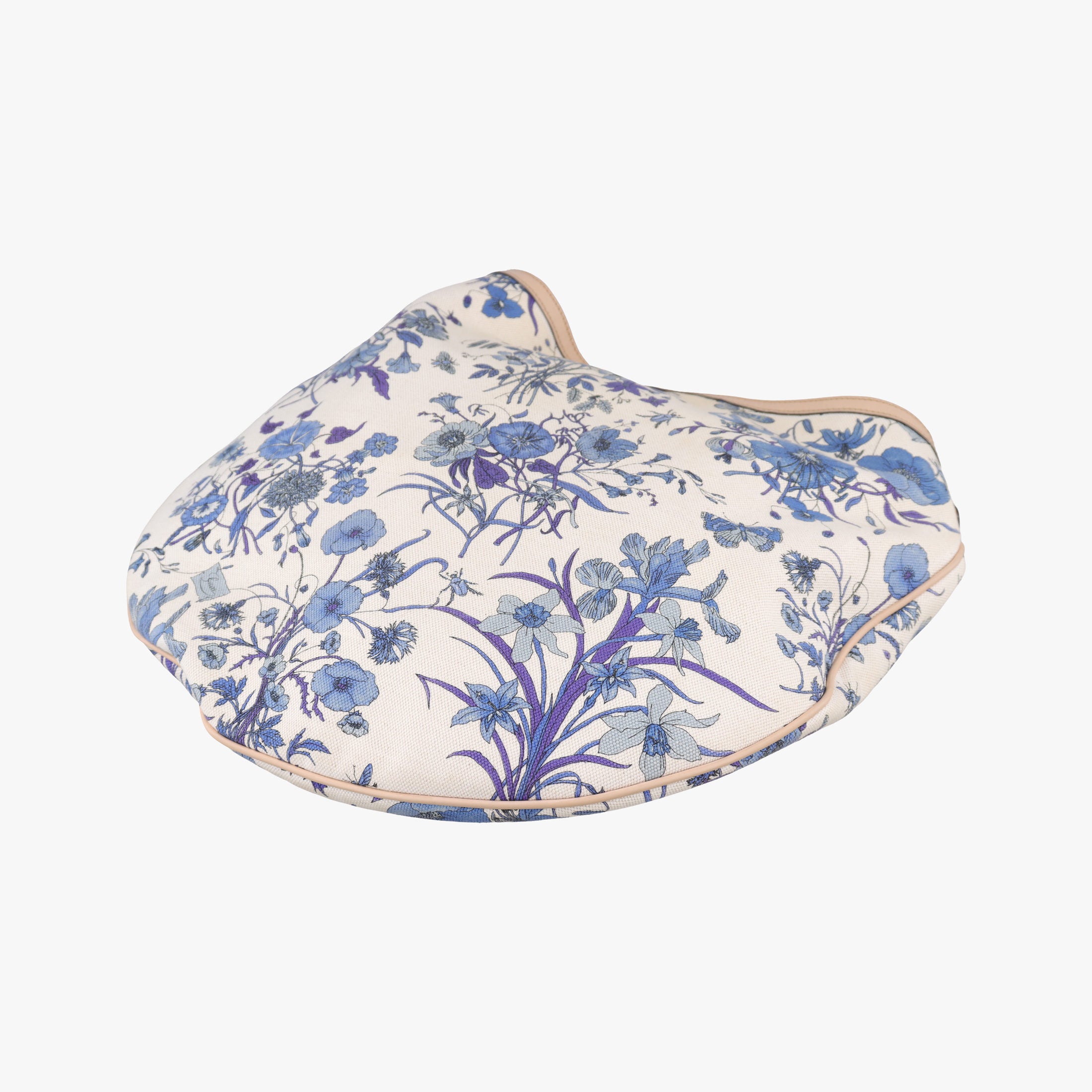 Pre-owned Gucci Flora Wave Hobo Blue ×l White Canvas×leather 170014 shoulderbag | stylenewstar