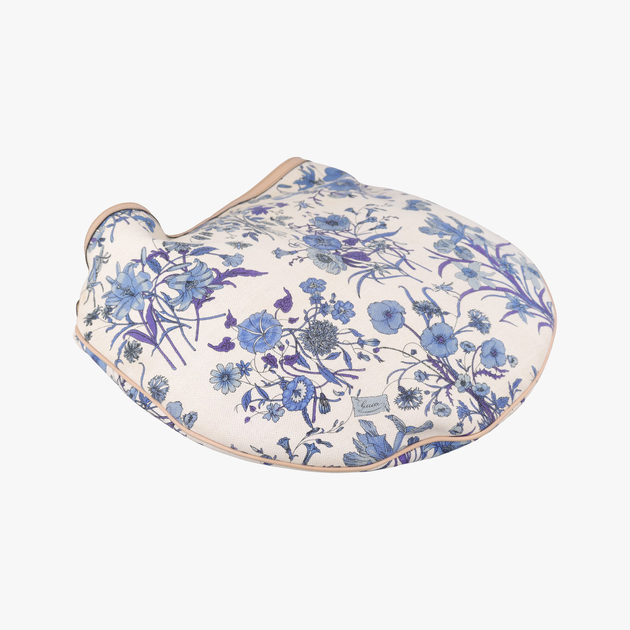 Pre-owned Gucci Flora Wave Hobo Blue ×l White Canvas×leather 170014 shoulderbag | stylenewstar