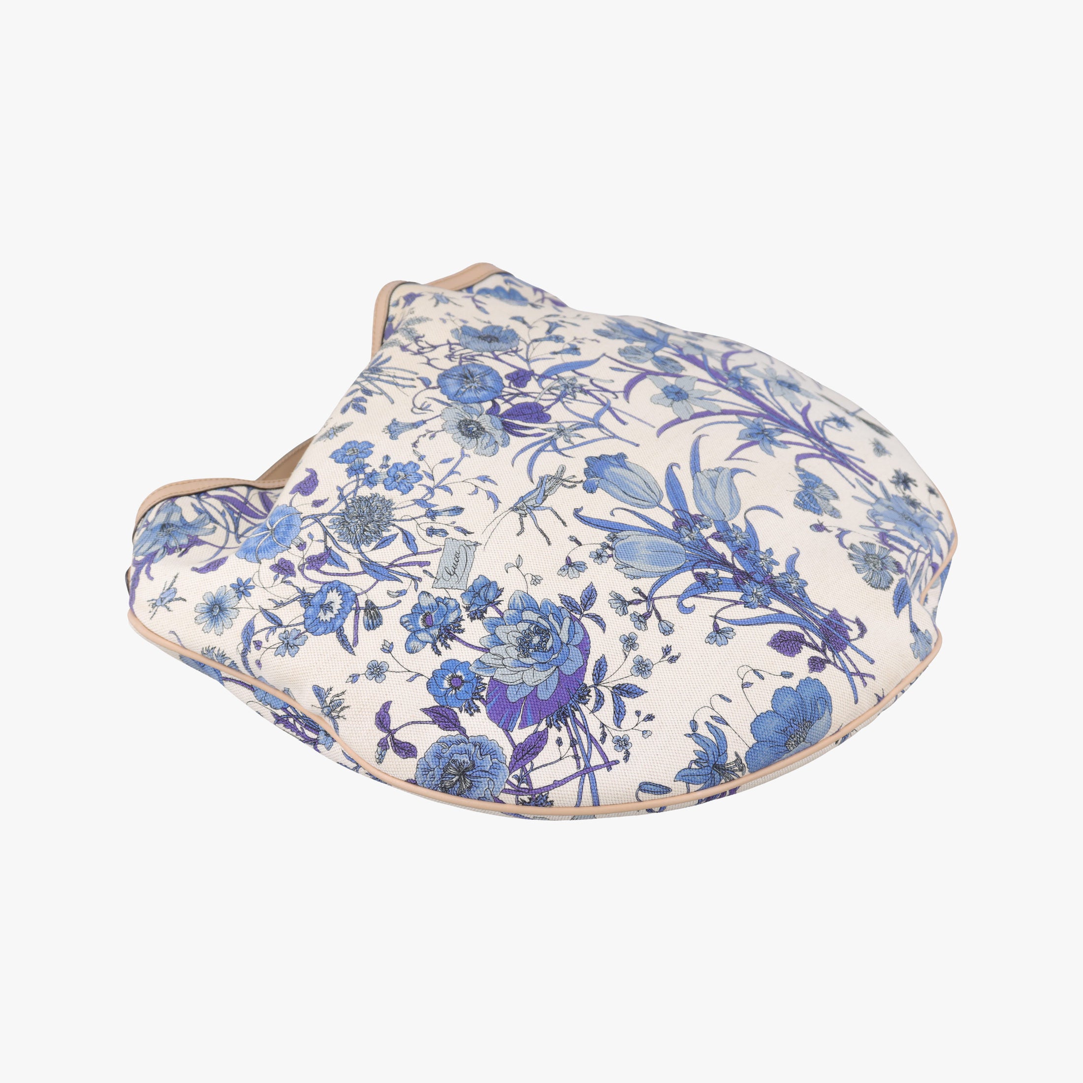 Pre-owned Gucci Flora Wave Hobo Blue ×l White Canvas×leather 170014 shoulderbag | stylenewstar