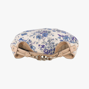 Pre-owned Gucci Flora Wave Hobo Blue ×l White Canvas×leather 170014 shoulderbag | stylenewstar