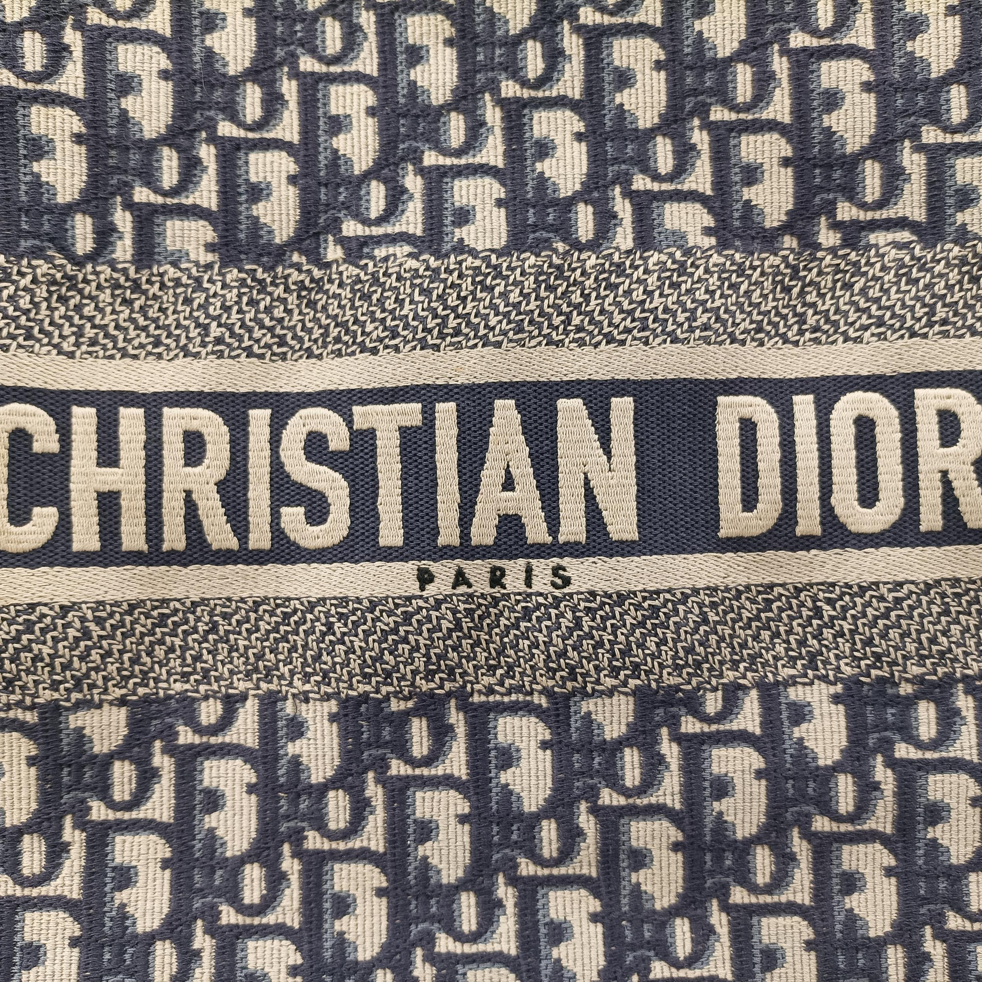 Pre-owned Christian Dior Book Tote Navy Jacquard  handbag | stylenewstar