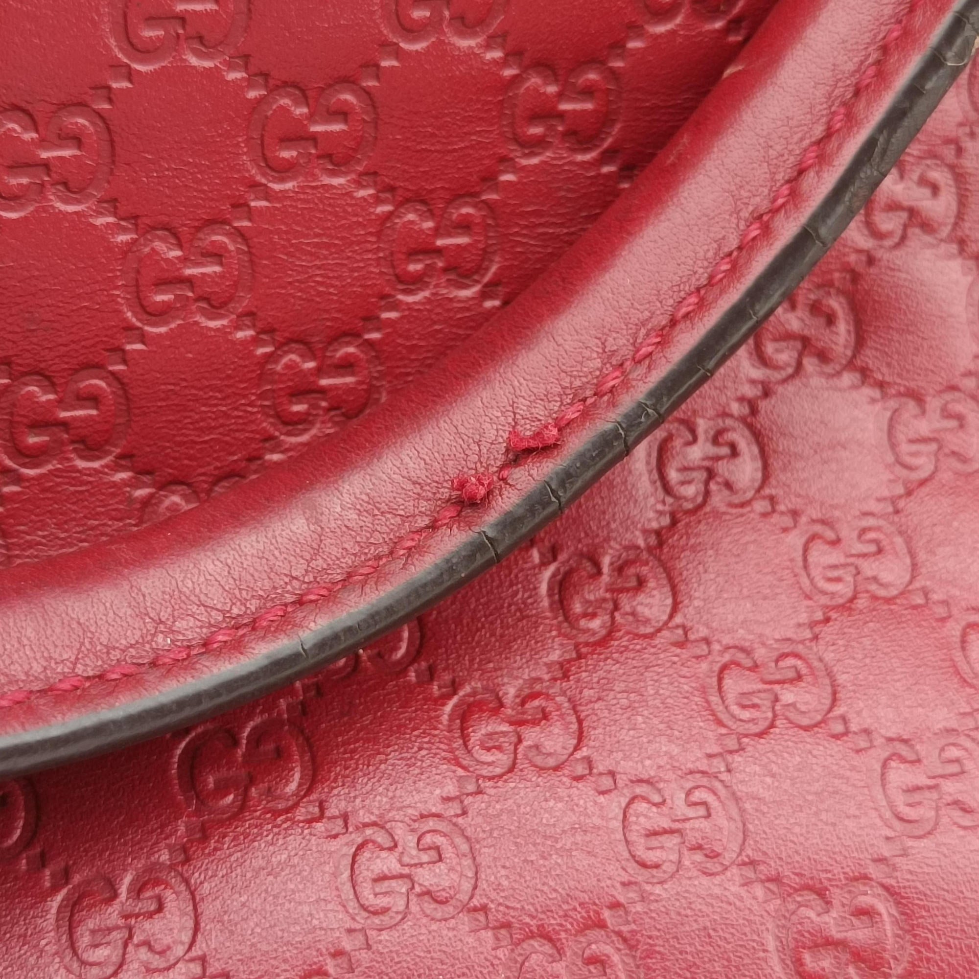 Pre-owned Gucci Microguccissima Red Leather 449657 shoulderbag | stylenewstar