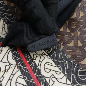 Pre-owned Burberry Monogram Stripe Brown×Multicolour PVC coated canvas x leather  bum bag/waist bag | stylenewstar