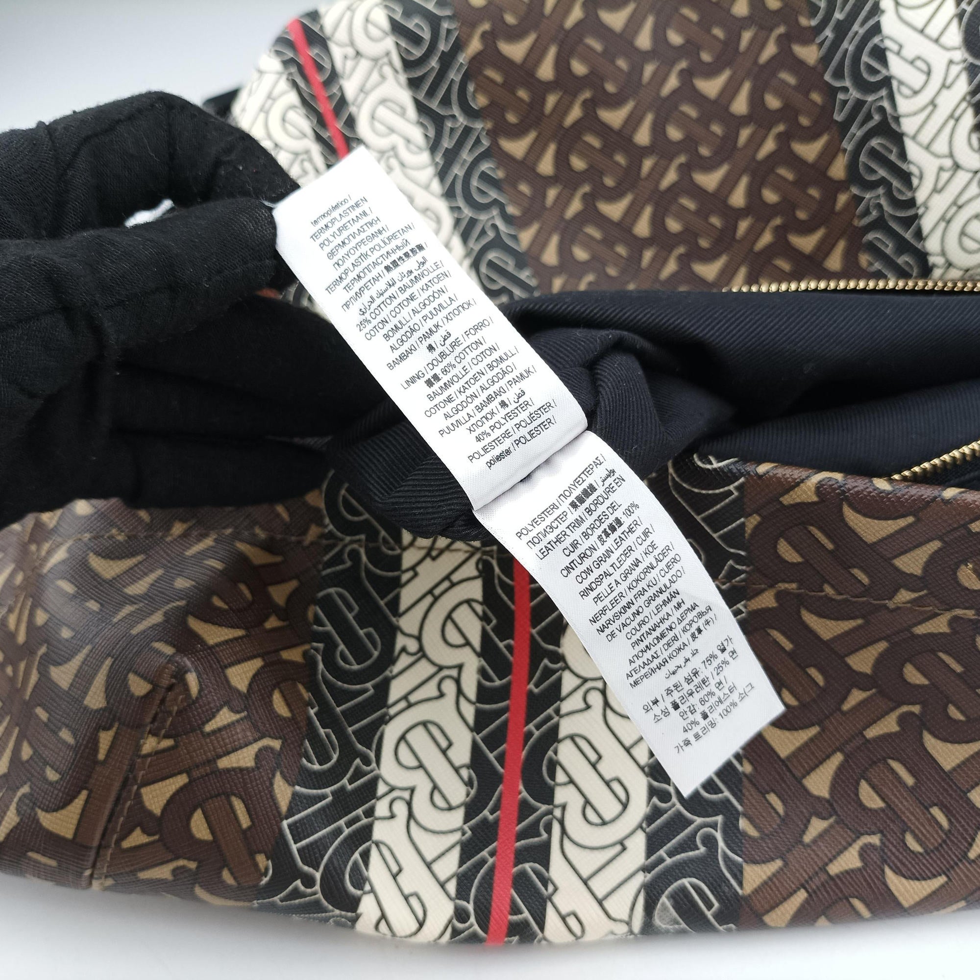 Pre-owned Burberry Monogram Stripe Brown×Multicolour PVC coated canvas x leather  bum bag/waist bag | stylenewstar