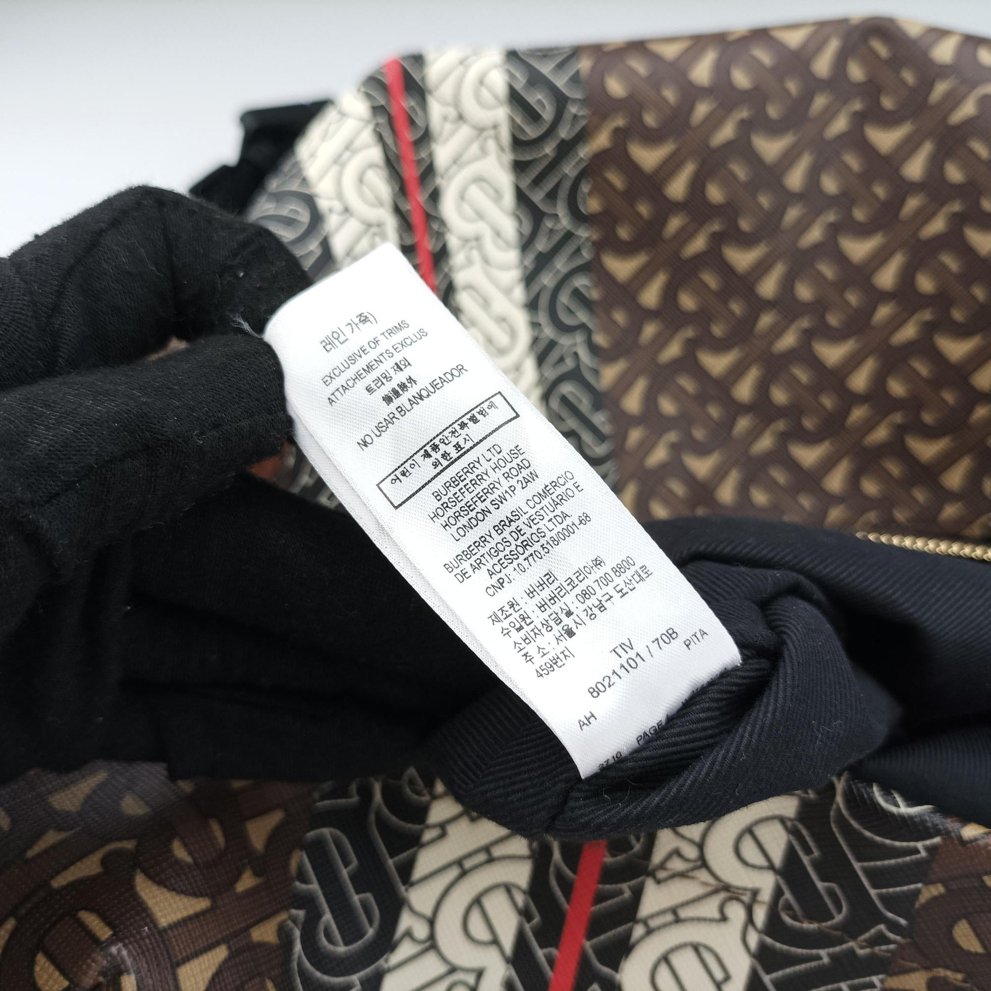 Pre-owned Burberry Monogram Stripe Brown×Multicolour PVC coated canvas x leather  bum bag/waist bag | stylenewstar