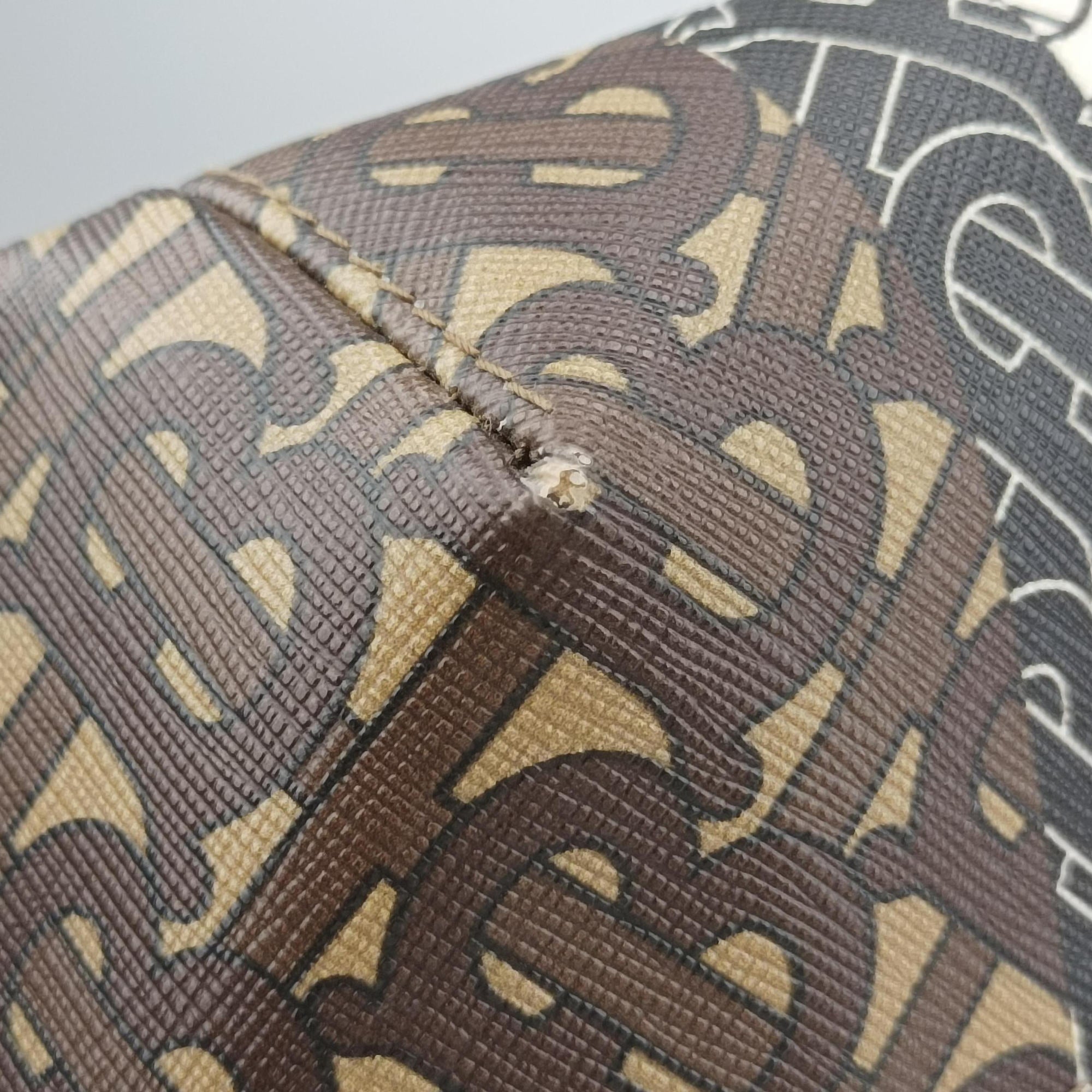 Pre-owned Burberry Monogram Stripe Brown×Multicolour PVC coated canvas x leather  bum bag/waist bag | stylenewstar
