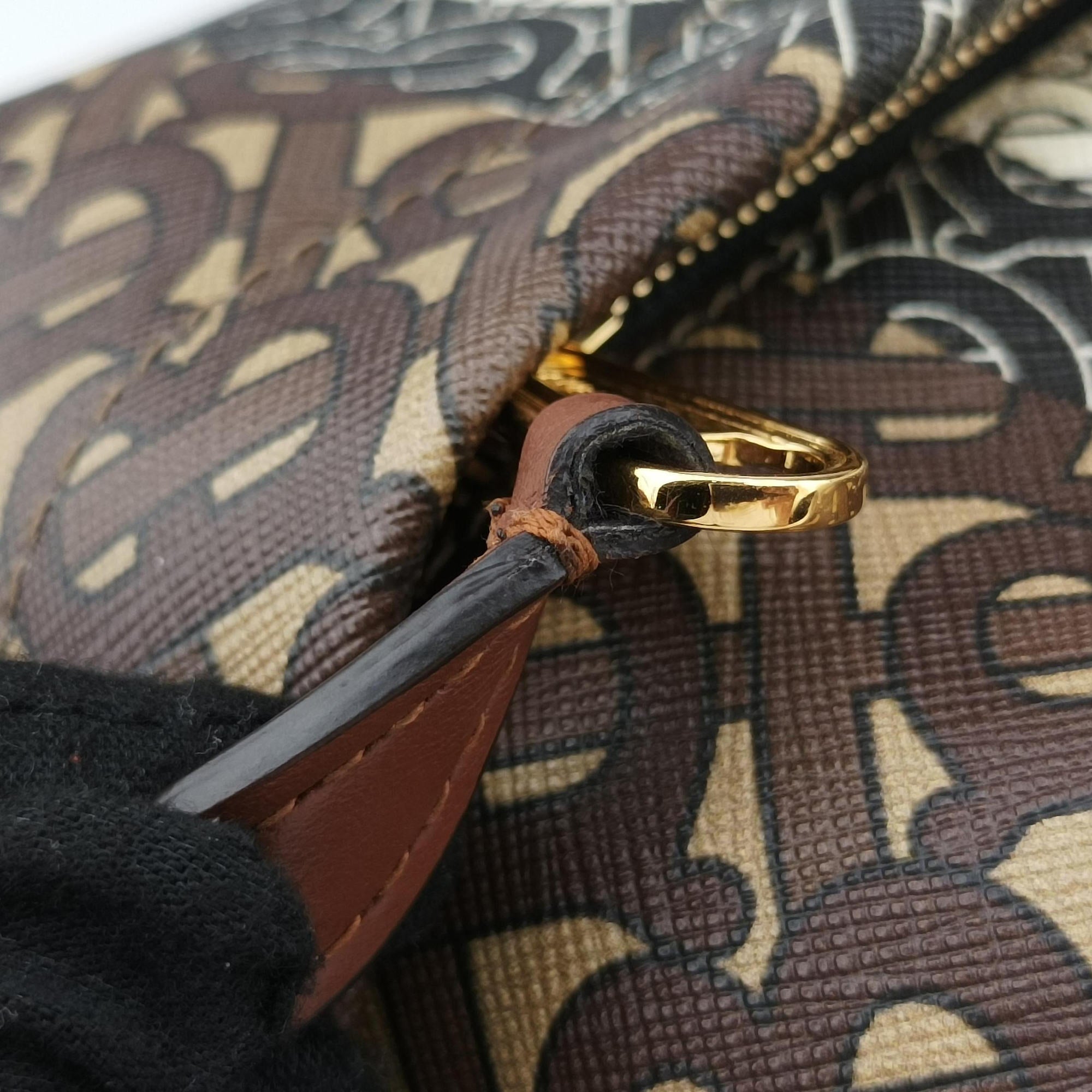 Pre-owned Burberry Monogram Stripe Brown×Multicolour PVC coated canvas x leather  bum bag/waist bag | stylenewstar