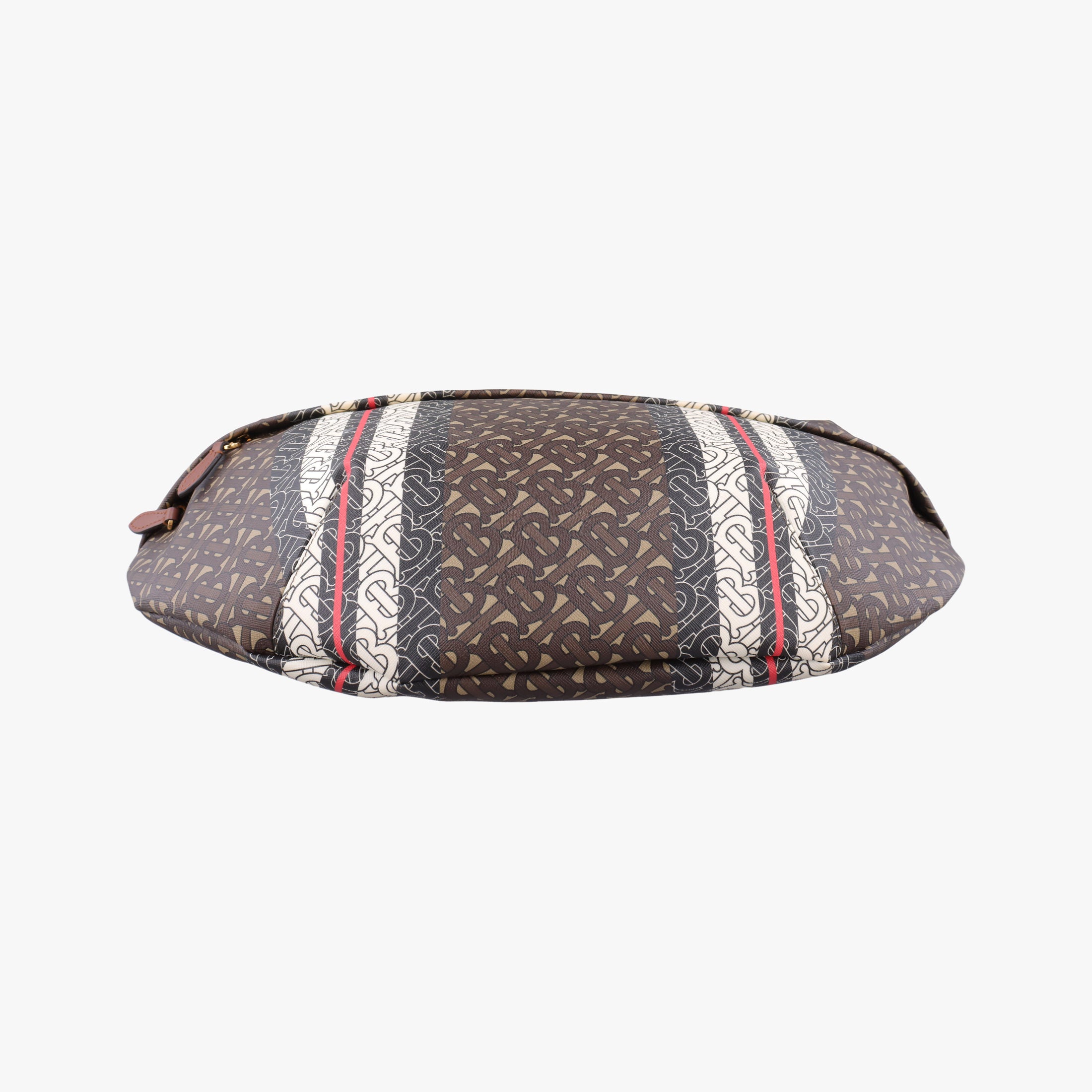 Pre-owned Burberry Monogram Stripe Brown×Multicolour PVC coated canvas x leather  bum bag/waist bag | stylenewstar