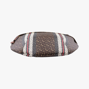 Pre-owned Burberry Monogram Stripe Brown×Multicolour PVC coated canvas x leather  bum bag/waist bag | stylenewstar