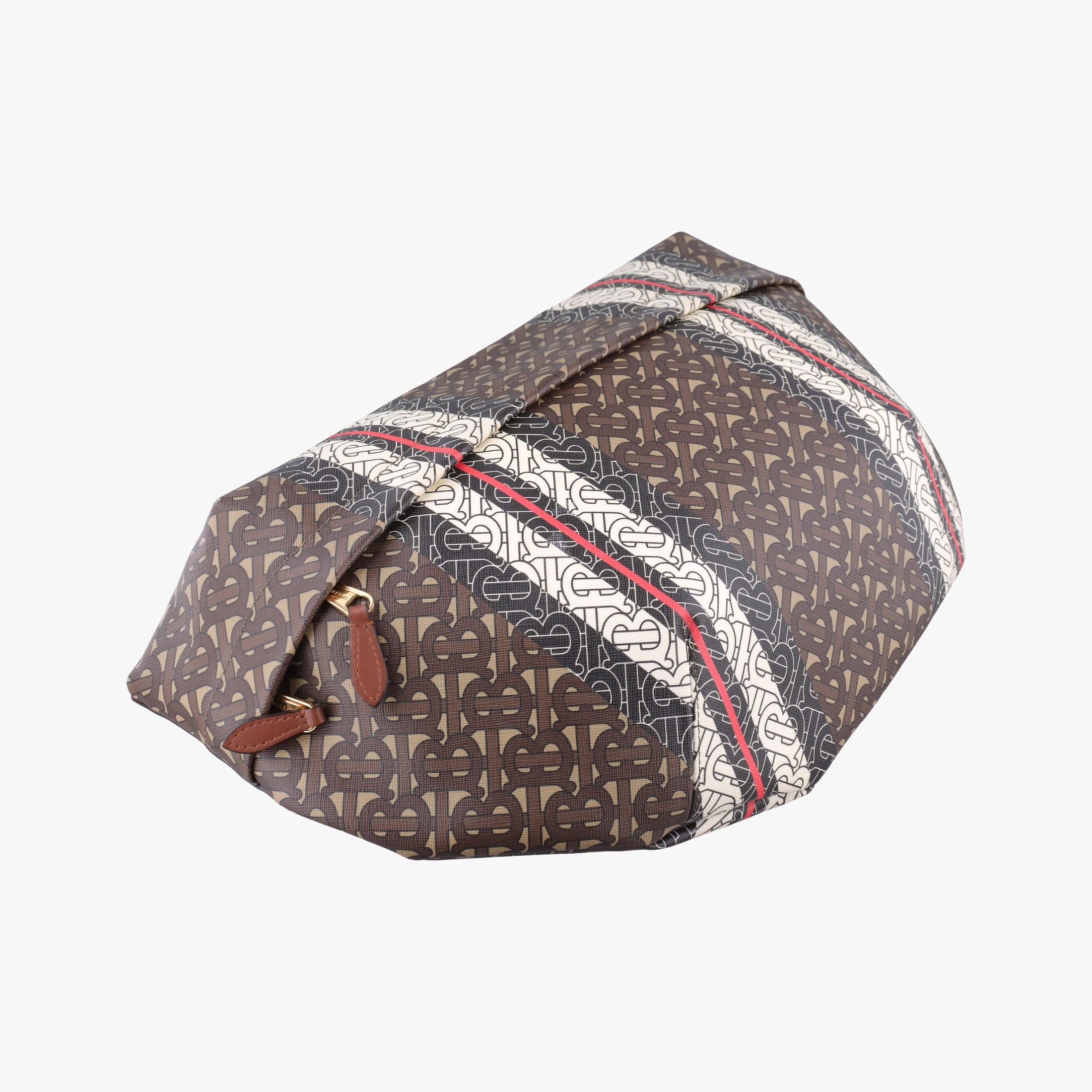 Pre-owned Burberry Monogram Stripe Brown×Multicolour PVC coated canvas x leather  bum bag/waist bag | stylenewstar