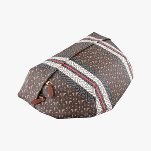 Pre-owned Burberry Monogram Stripe Brown×Multicolour PVC coated canvas x leather  bum bag/waist bag | stylenewstar