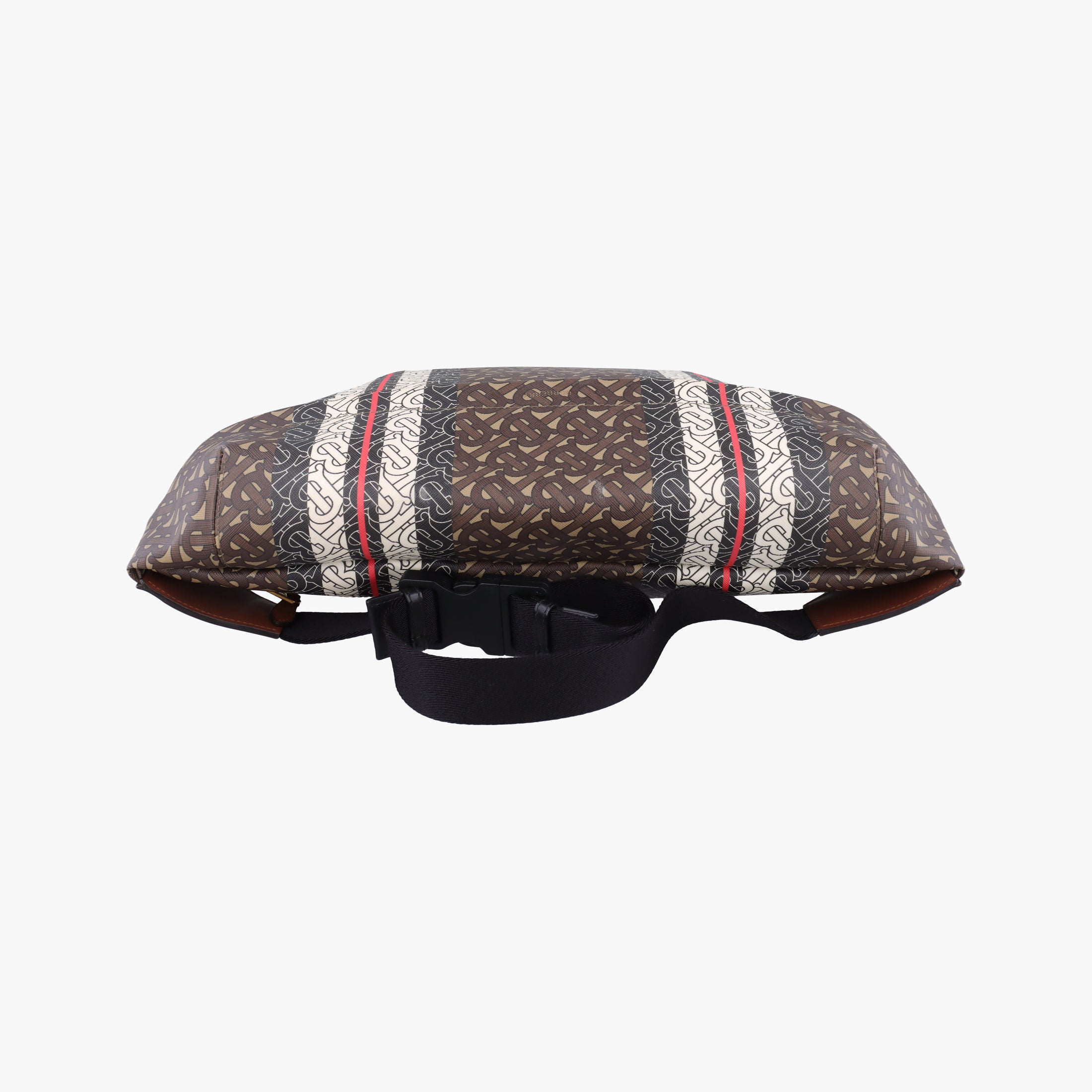 Pre-owned Burberry Monogram Stripe Brown×Multicolour PVC coated canvas x leather  bum bag/waist bag | stylenewstar