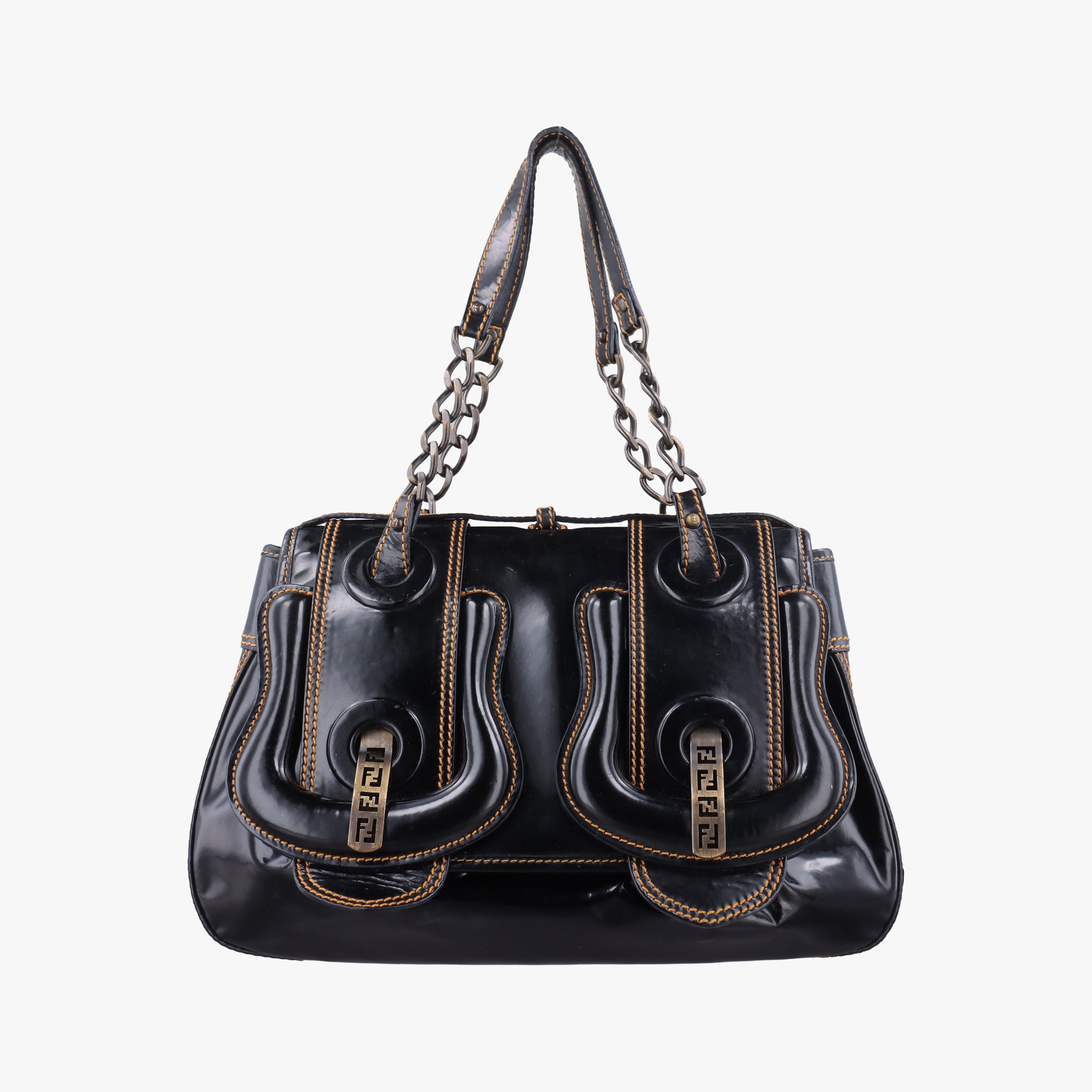 Pre-owned Fendi B Bag Black Patent 8BN165 handbag | stylenewstar