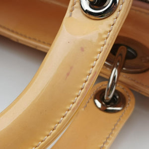 Pre-owned Christian Dior Lady Dior Beige Patent  shoulderbag | stylenewstar