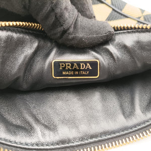 Pre-owned Prada Triangolo Triangle Beige Jacquard  ×  Saffiano leather 1BC543 handbag | stylenewstar
