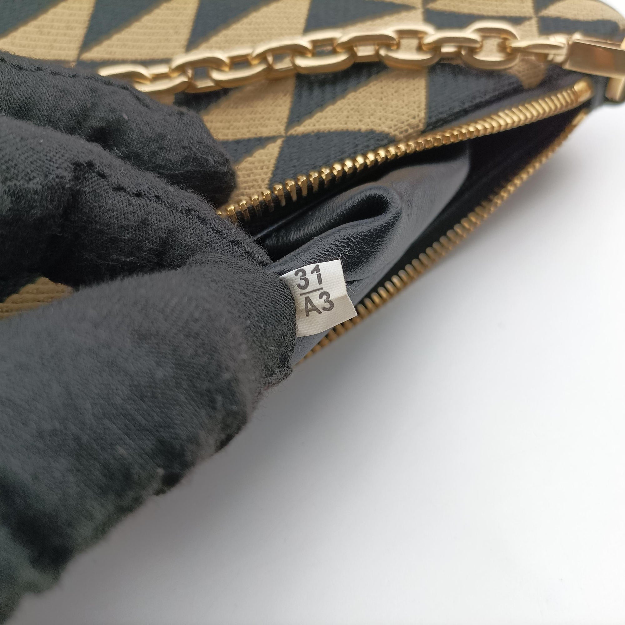 Pre-owned Prada Triangolo Triangle Beige Jacquard  ×  Saffiano leather 1BC543 handbag | stylenewstar