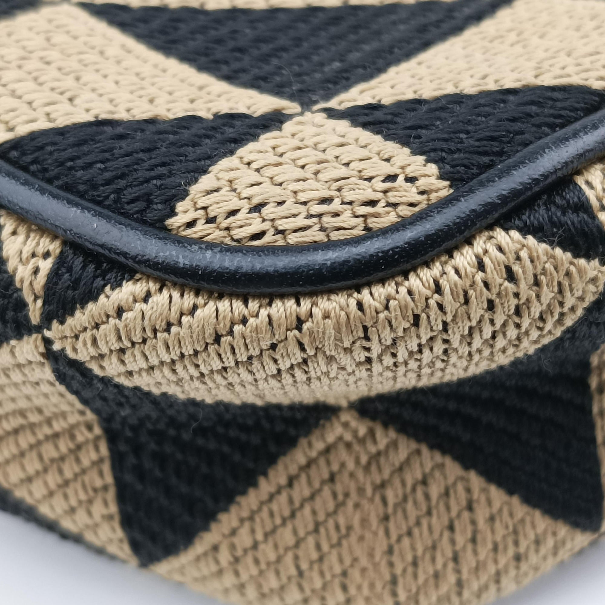 Pre-owned Prada Triangolo Triangle Beige Jacquard  ×  Saffiano leather 1BC543 handbag | stylenewstar