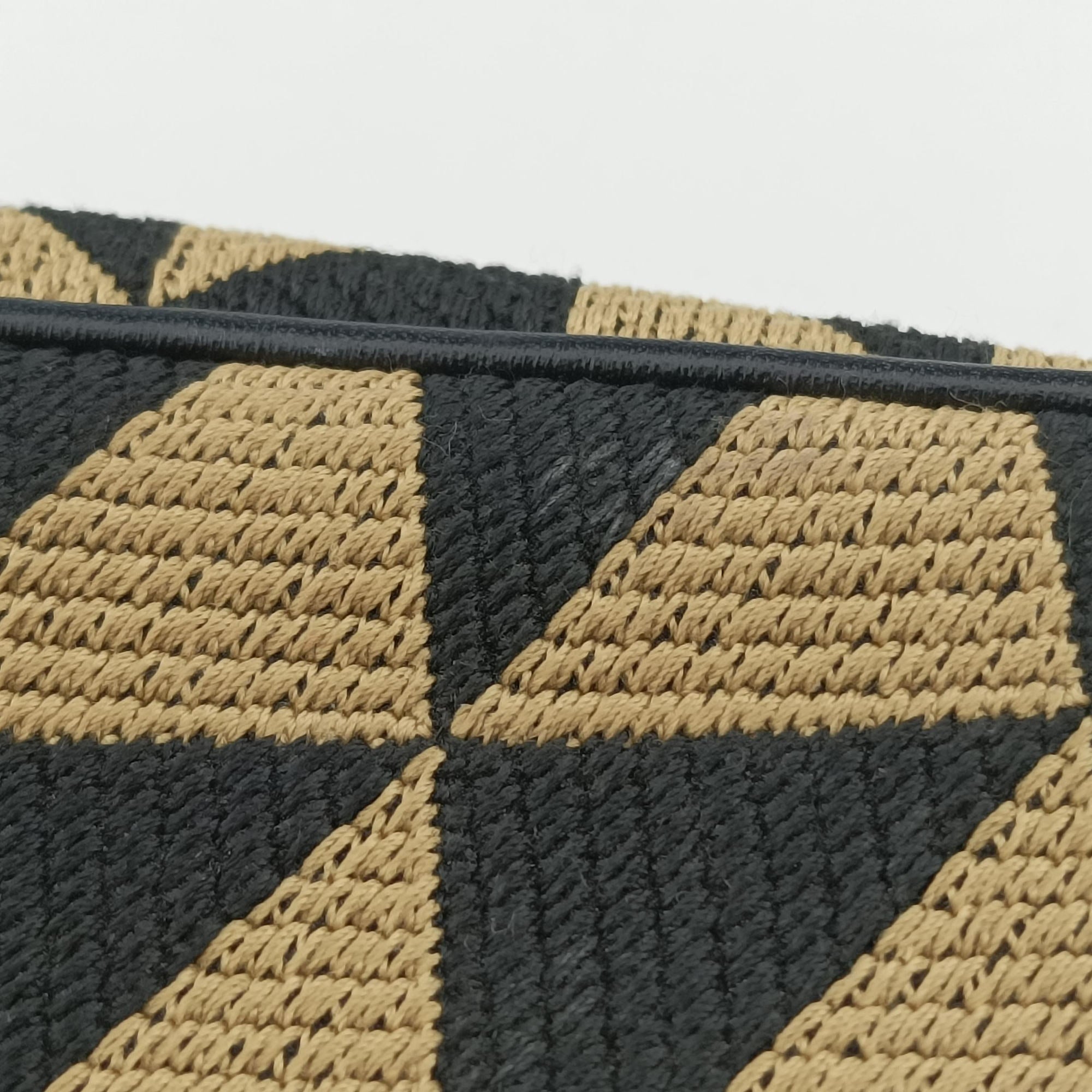 Pre-owned Prada Triangolo Triangle Beige Jacquard  ×  Saffiano leather 1BC543 handbag | stylenewstar