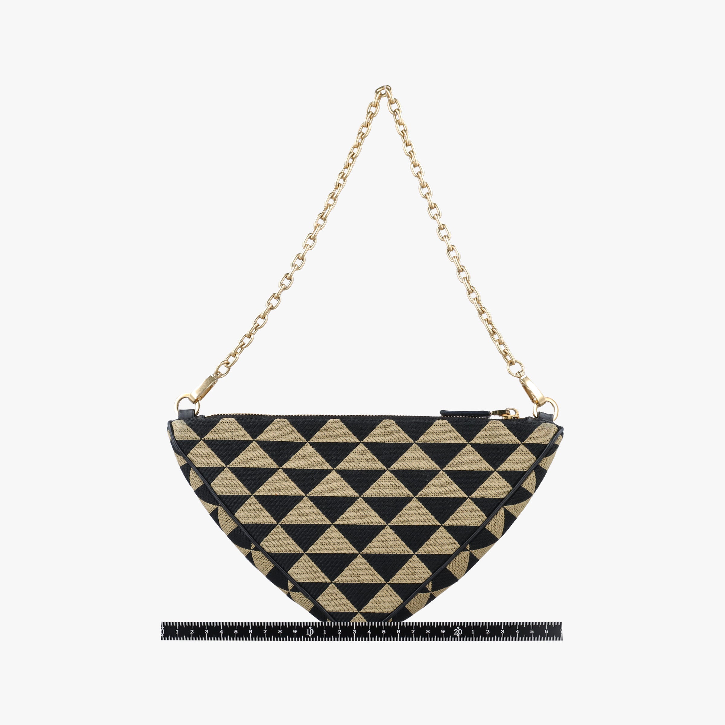 Pre-owned Prada Triangolo Triangle Beige Jacquard  ×  Saffiano leather 1BC543 handbag | stylenewstar