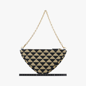 Pre-owned Prada Triangolo Triangle Beige Jacquard  ×  Saffiano leather 1BC543 handbag | stylenewstar