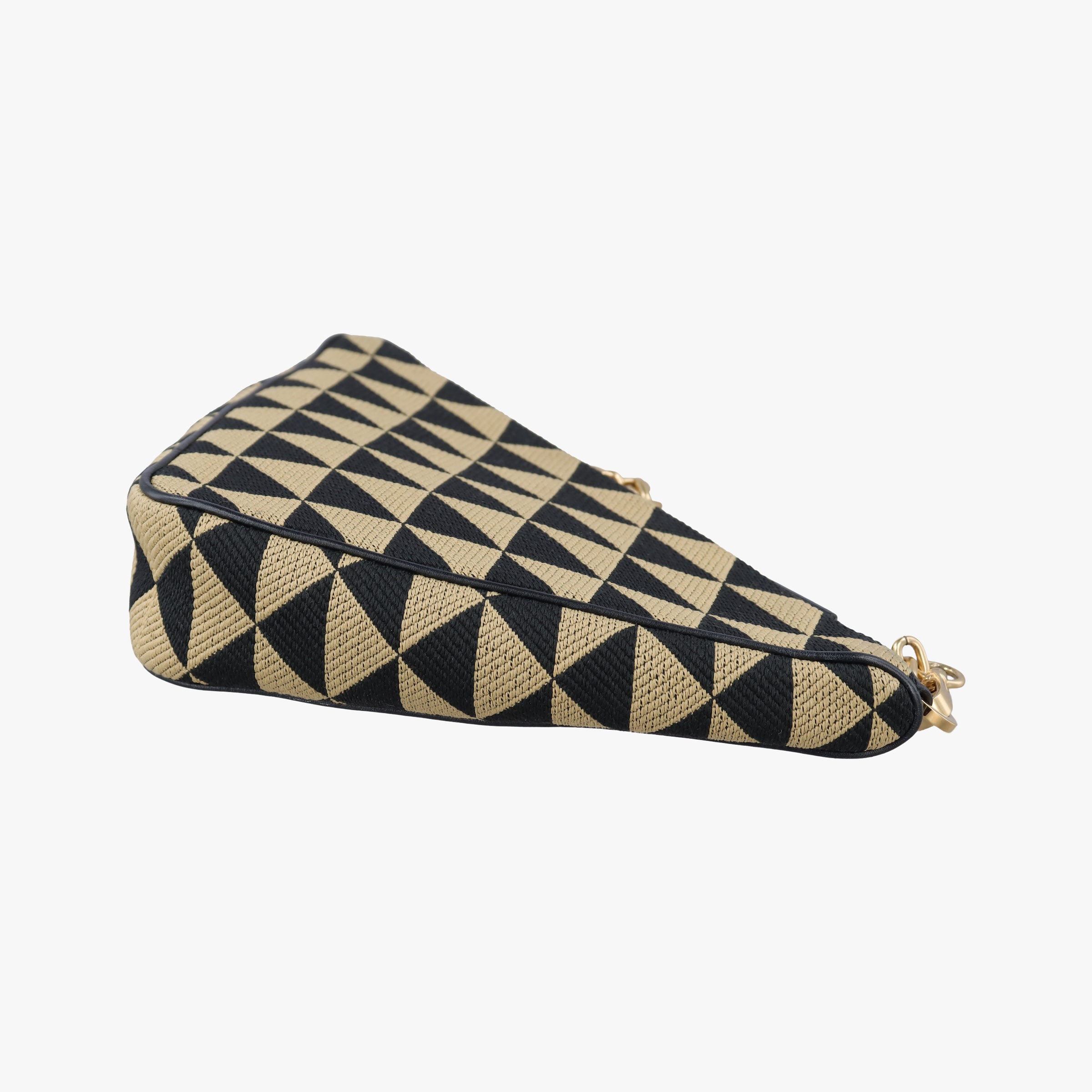 Pre-owned Prada Triangolo Triangle Beige Jacquard  ×  Saffiano leather 1BC543 handbag | stylenewstar