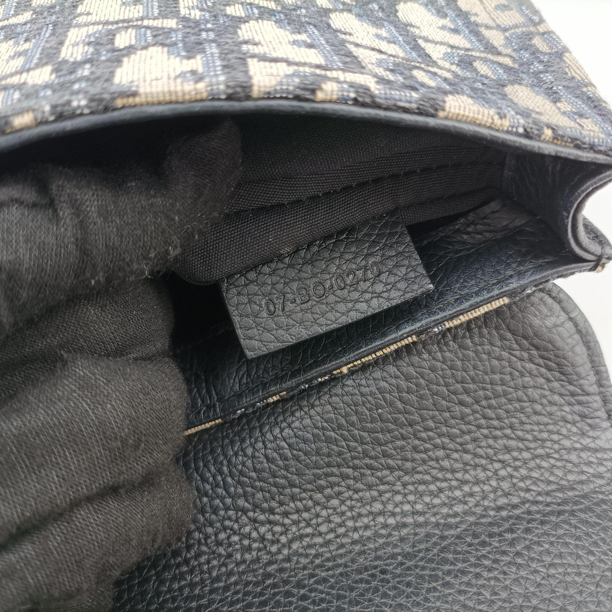 Pre-owned Christian Dior Saddle Pouch Navy×Black Jacquard  shoulderbag | stylenewstar