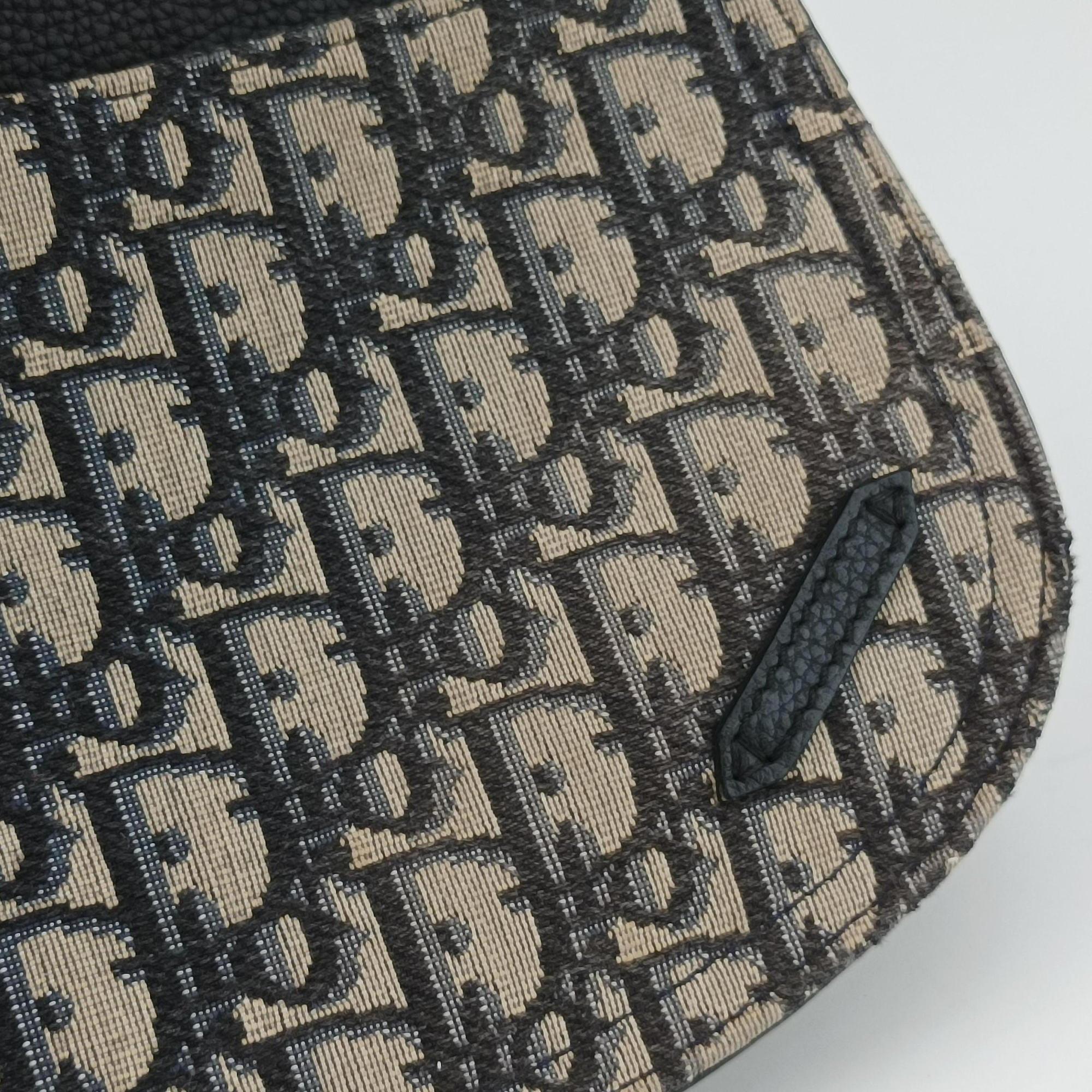 Pre-owned Christian Dior Saddle Pouch Navy×Black Jacquard  shoulderbag | stylenewstar