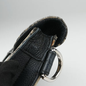 Pre-owned Christian Dior Saddle Pouch Navy×Black Jacquard  shoulderbag | stylenewstar