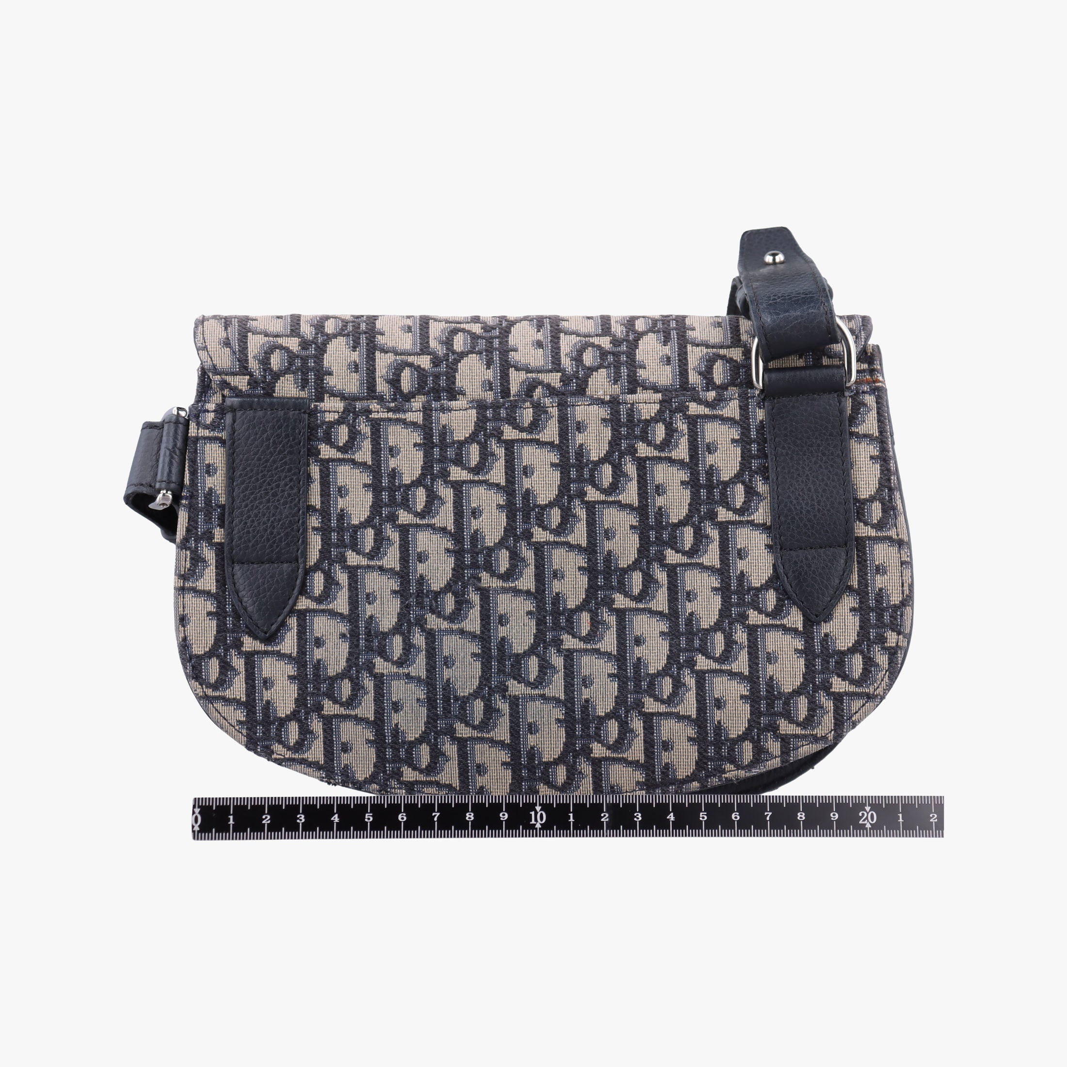 Pre-owned Christian Dior Saddle Pouch Navy×Black Jacquard  shoulderbag | stylenewstar