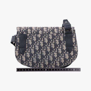 Pre-owned Christian Dior Saddle Pouch Navy×Black Jacquard  shoulderbag | stylenewstar