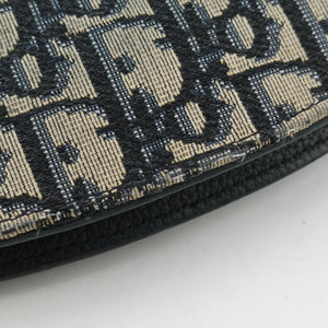 Pre-owned Christian Dior Saddle Pouch Navy×Black Jacquard  shoulderbag | stylenewstar