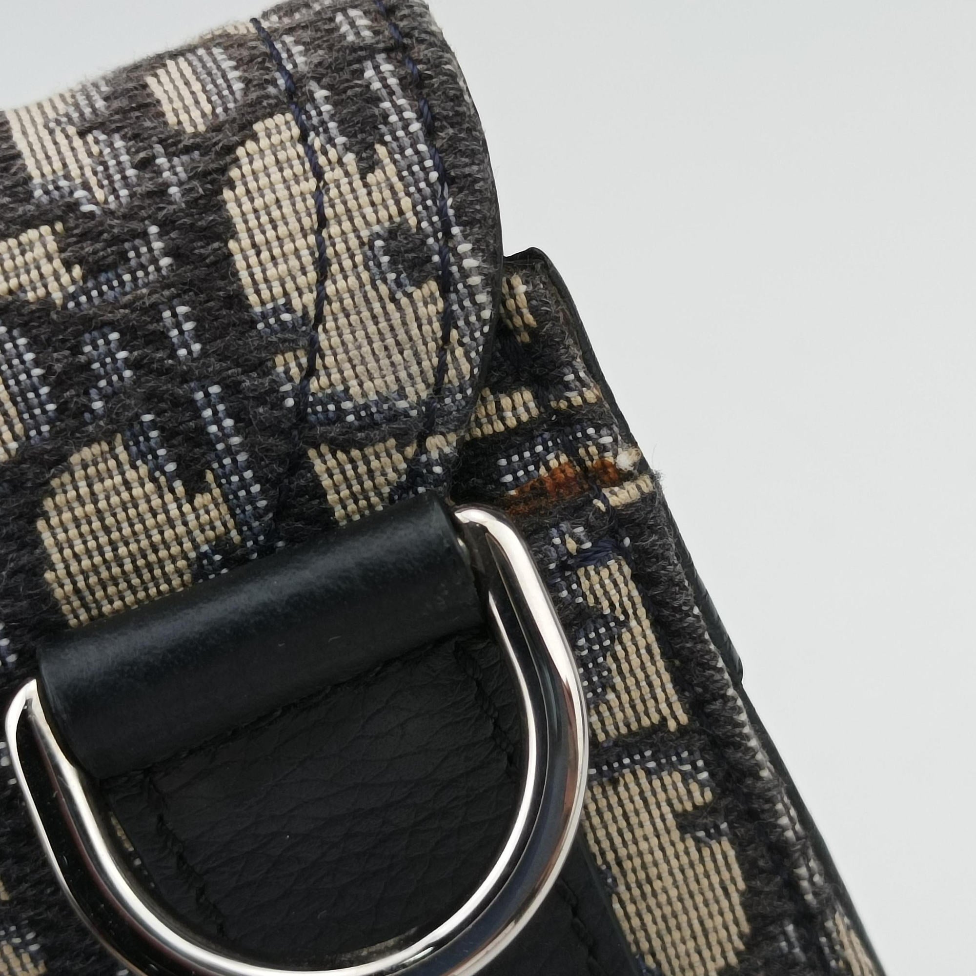 Pre-owned Christian Dior Saddle Pouch Navy×Black Jacquard  shoulderbag | stylenewstar