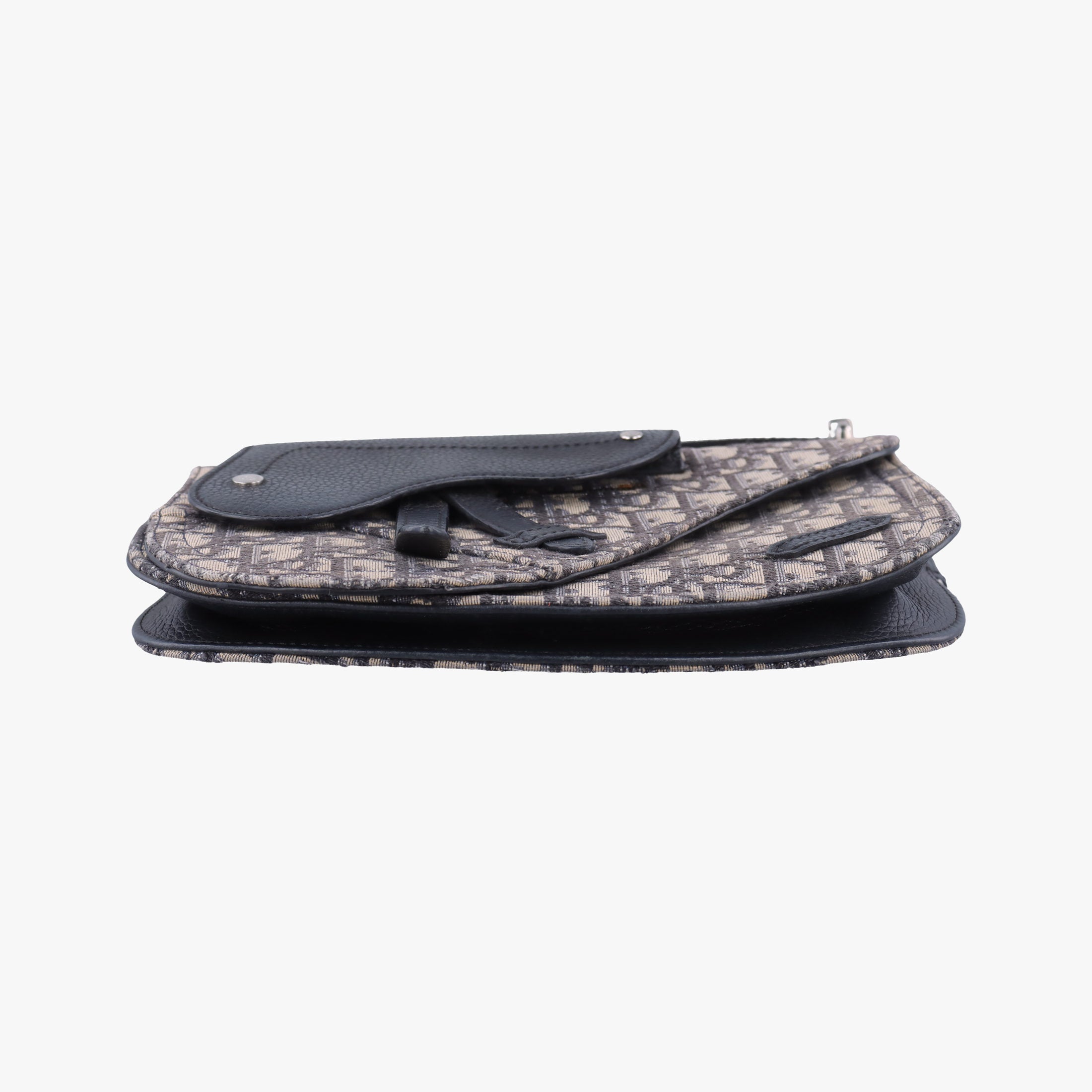 Pre-owned Christian Dior Saddle Pouch Navy×Black Jacquard  shoulderbag | stylenewstar