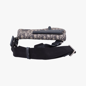 Pre-owned Christian Dior Saddle Pouch Navy×Black Jacquard  shoulderbag | stylenewstar